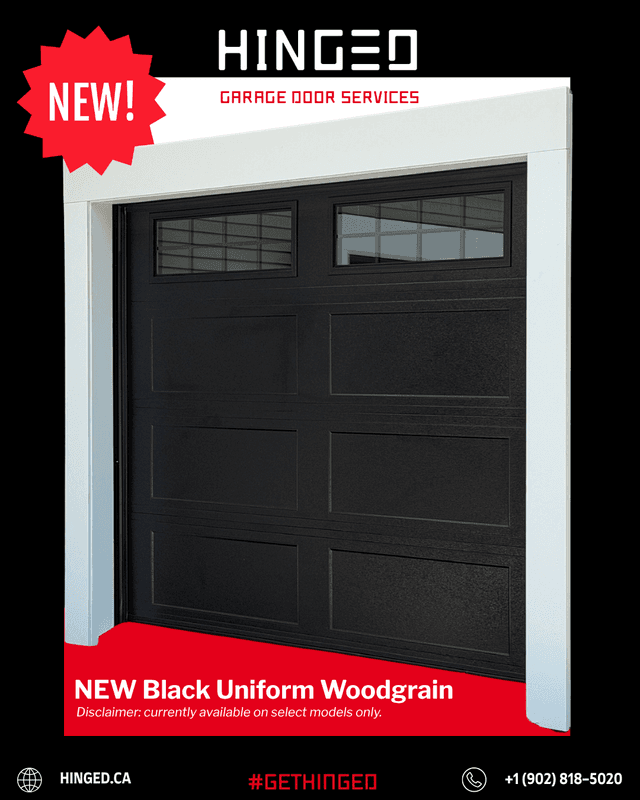 Social media graphic for A Fall River, NS garage-door company: Launch a new finish like it matters