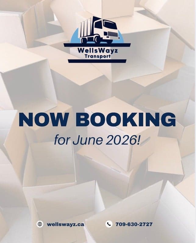 Social media graphic for A Newfoundland moving & transport company: Announce the booking window before it fills