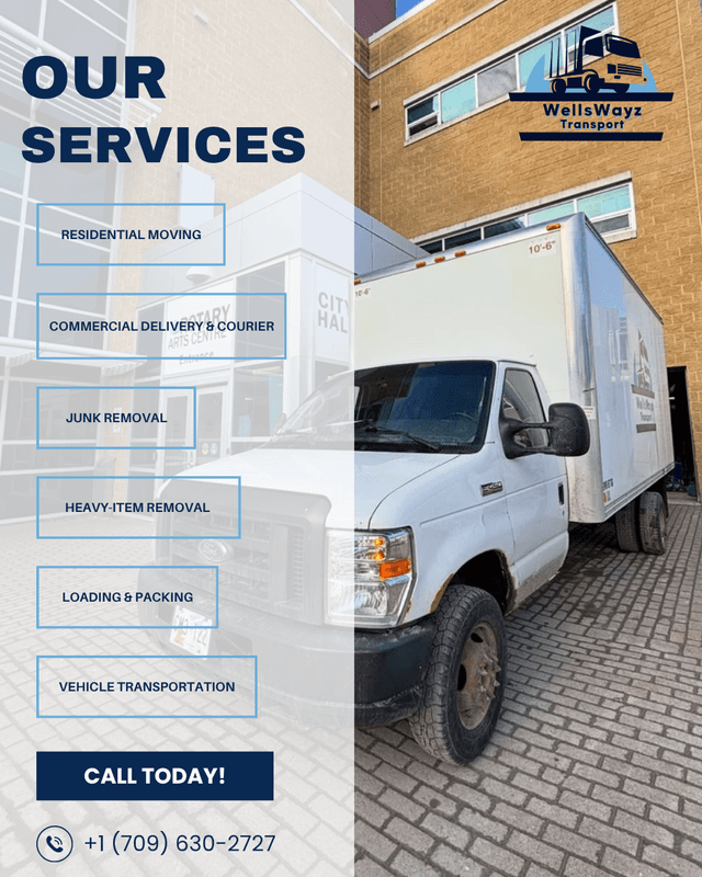 Social media graphic for A Newfoundland moving & transport company: Put the whole service menu in one post