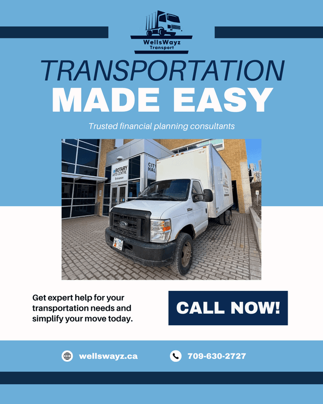 Social media graphic for A Newfoundland moving & transport company: A brand-builder post for a working truck