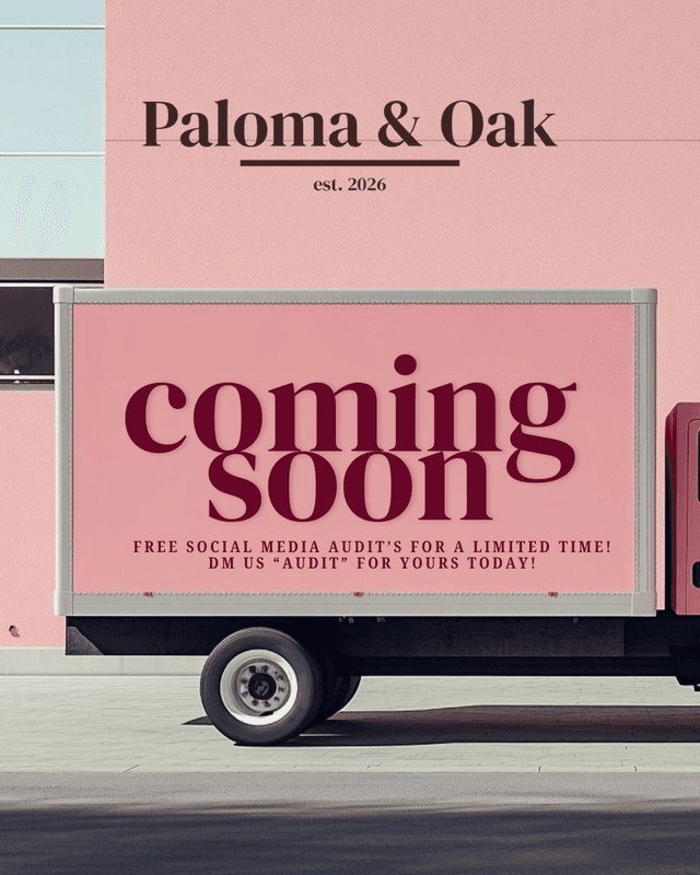 Social media graphic for Paloma & Oak (the studio itself): Announce a studio before it exists